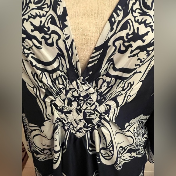 Women’s Kaftan Maxi Dress Navy Floral OS - Picture 3 of 4